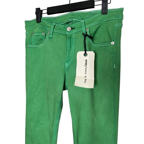 Rag & Bone Bright Green Custom Dye Skinny Jeans Size 30 Bright White Skinny NEW - Picture 6 of 13